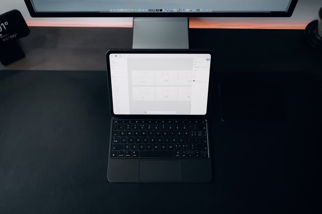 iPad with Magic Keyboard on a desk